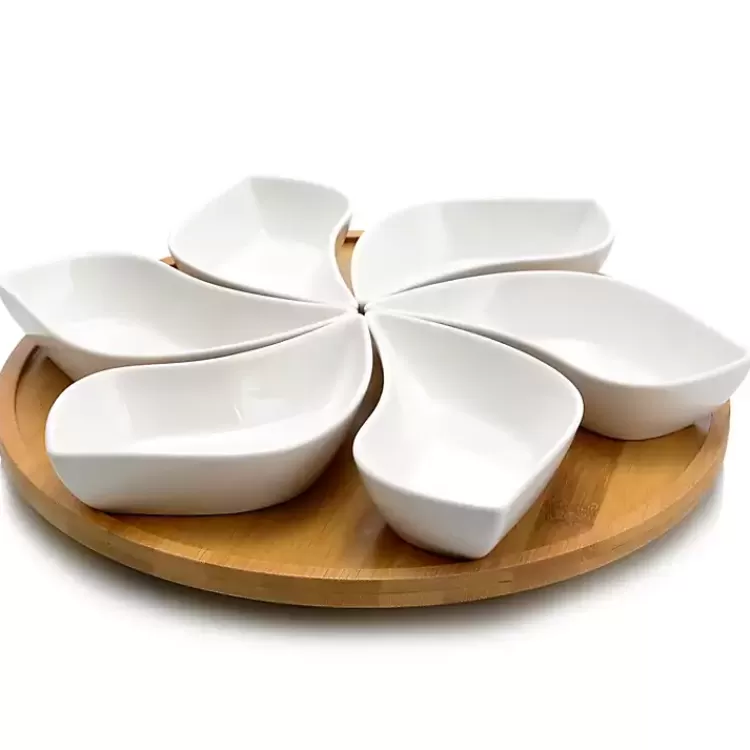 Bamboo 6 Piece Ceramic Flower Set Lazy Susan>Kirklands Home Hot