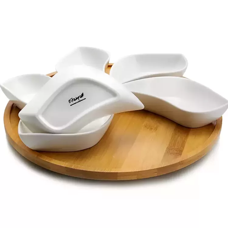 bamboo__piece_ceramic_flower_set_lazy_susan_3.webp Bamboo 6 Piece Ceramic Flower Set Lazy Susan>Kirklands Home Hot