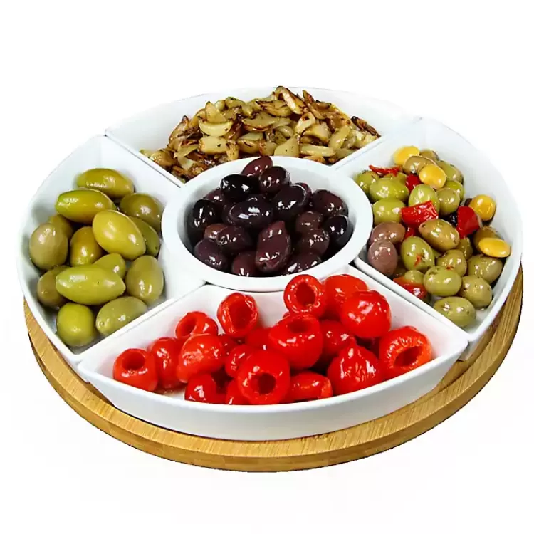 Bamboo 5-pc. Ceramic Modern Set Lazy Susan>Kirklands Home Best Sale