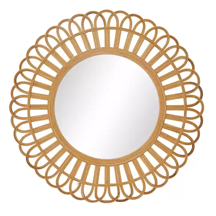 Bamboo Round Overlay Floral Frame Wall Mirror>Kirklands Home New