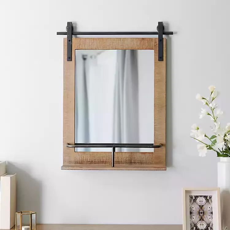 Barn Door Mirror with Shelf>Kirklands Home Hot