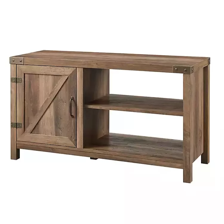 Barn Door Rustic Oak TV Stand with Open Shelves>Kirklands Home Best Sale