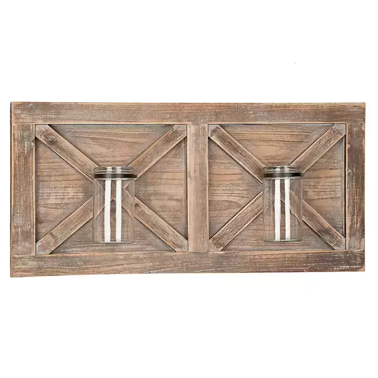 Barn Door Wall Plaque with Glass Vases>Kirklands Home Store