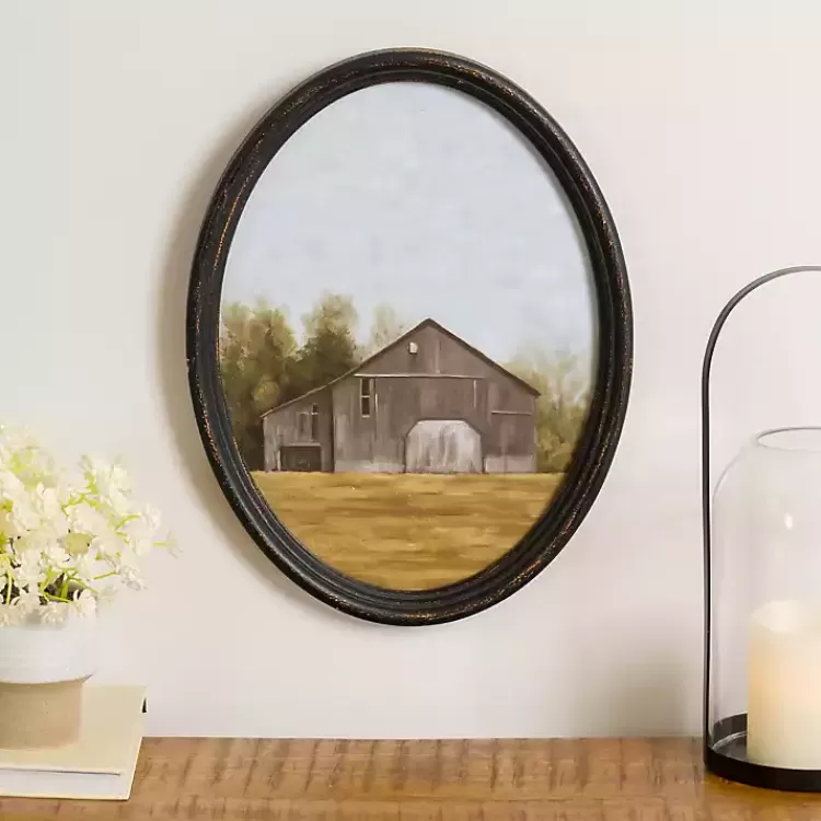 Barn Landscape Oval Framed Art Print>Kirklands Home Flash Sale