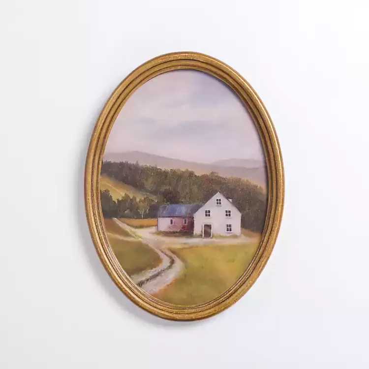 Barn Landscape Oval Framed Art Print>Kirklands Home Cheap