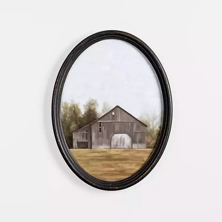 Barn Landscape Oval Framed Art Print>Kirklands Home Flash Sale