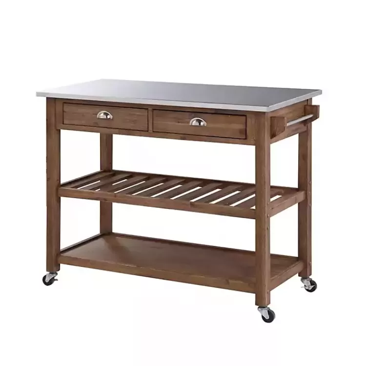 Barnwood Sonoma Stainless Steel Top Kitchen Cart>Kirklands Home Clearance