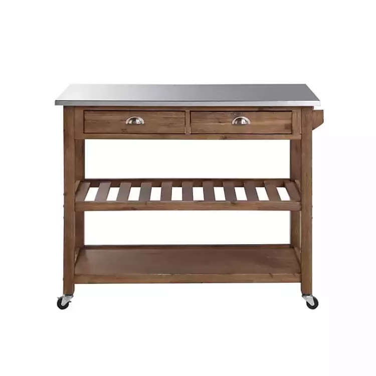 Barnwood Sonoma Stainless Steel Top Kitchen Cart>Kirklands Home Clearance