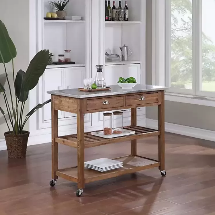 barnwood_sonoma_stainless_steel_top_kitchen_cart_5.webp Barnwood Sonoma Stainless Steel Top Kitchen Cart>Kirklands Home Clearance