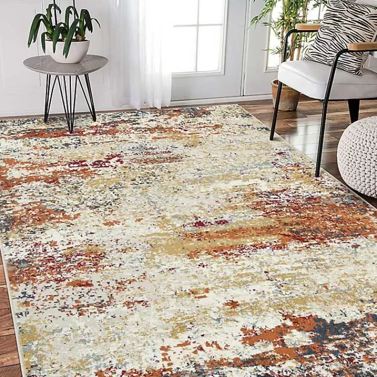 Bastia Ivory Orange Area Rug, 7x9>Kirklands Home Hot
