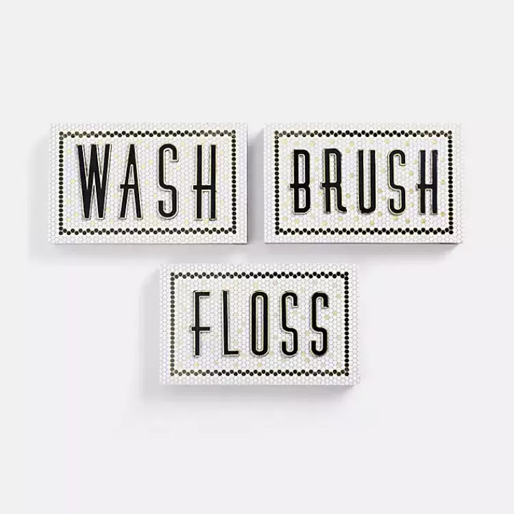 Bathroom Subway Tile Wall Plaques, Set of 3>Kirklands Home Flash Sale