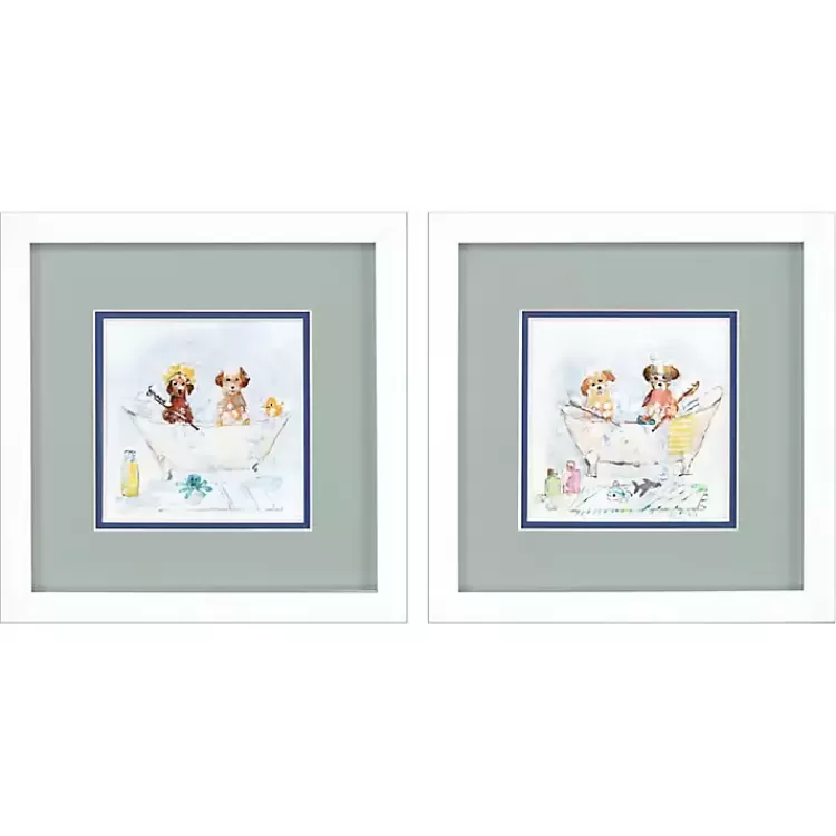 Bathtub Pups Framed Art Prints, Set of 2>Kirklands Home Best Sale