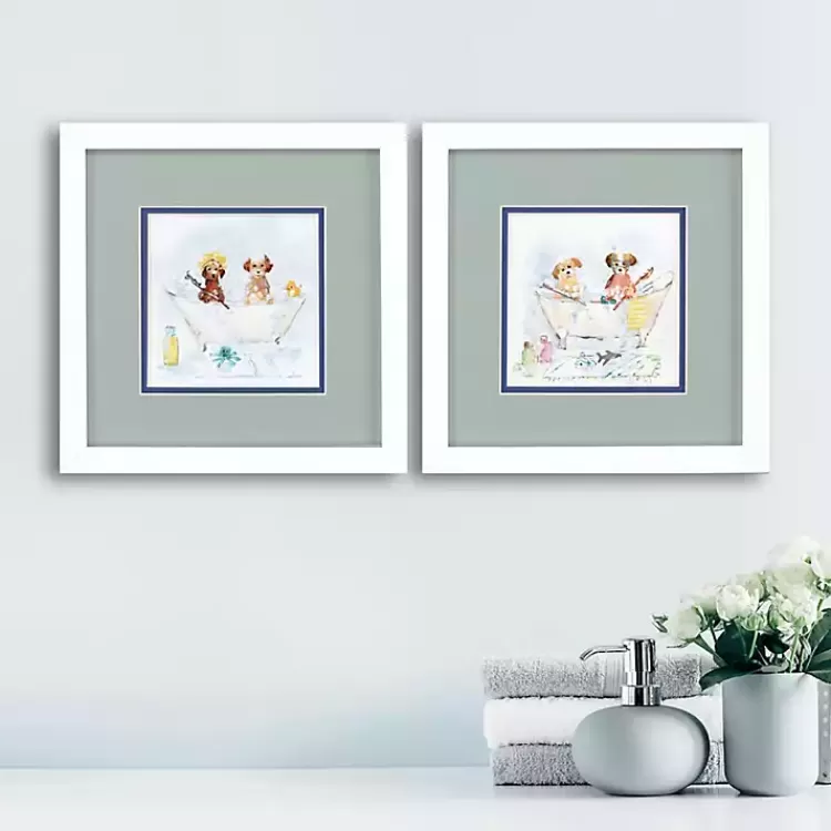 Bathtub Pups Framed Art Prints, Set of 2>Kirklands Home Best Sale