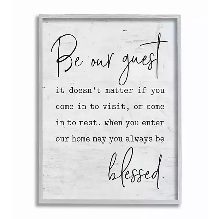 Be Our Guest Framed Wall Plaque>Kirklands Home Fashion
