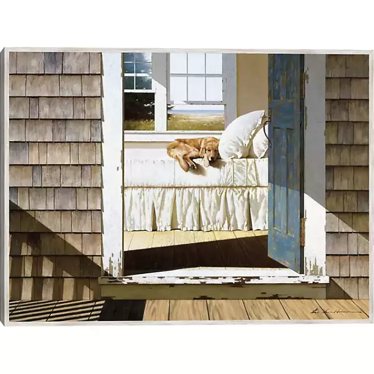 Beach House Dog Framed Canvas Art Print>Kirklands Home Cheap