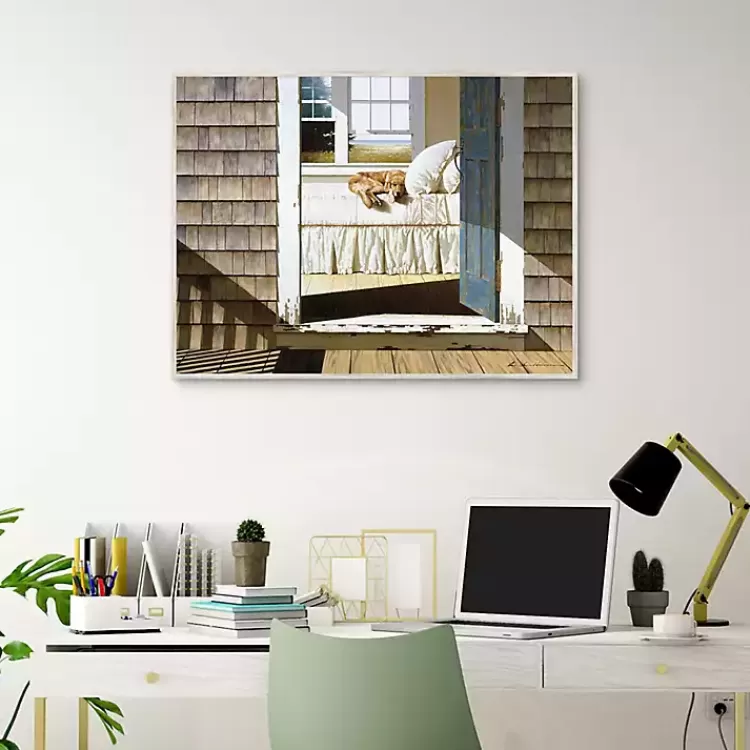 Beach House Dog Framed Canvas Art Print>Kirklands Home Cheap