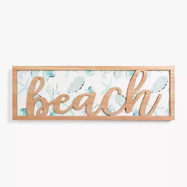 Beach Seashell Print Wood Wall Plaque>Kirklands Home New