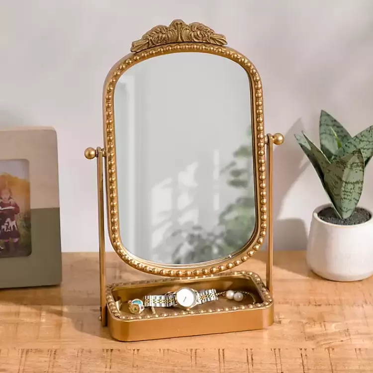 Beaded Bordeaux Tray Base Tabletop Mirror>Kirklands Home Sale