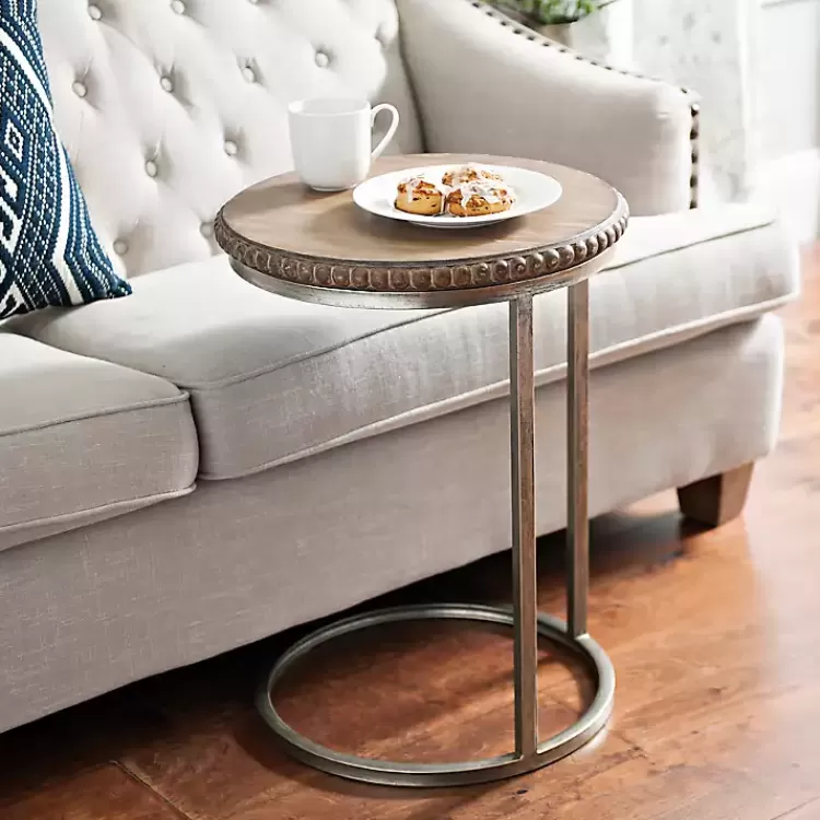 Beaded Round Wood C-Table>Kirklands Home Cheap