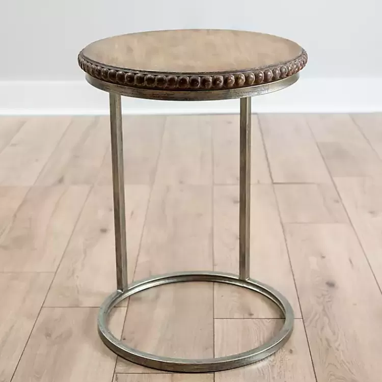 Beaded Round Wood C-Table>Kirklands Home Cheap