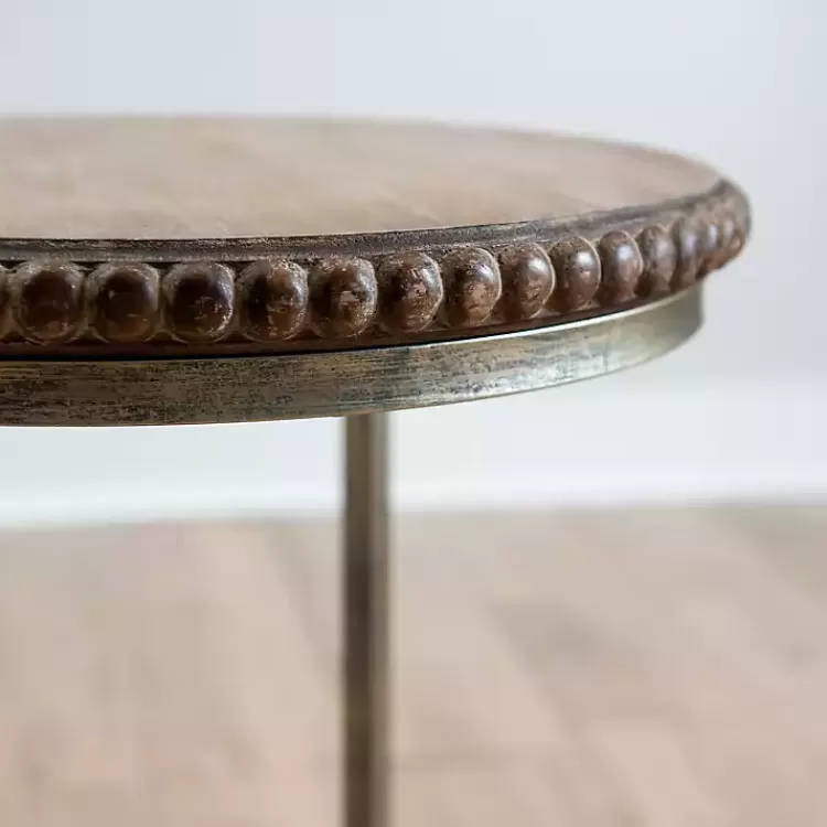 beaded_round_wood_ctable_2.webp Beaded Round Wood C-Table>Kirklands Home Cheap
