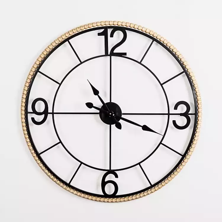 Beaded Wood and Metal Open Wall Clock>Kirklands Home Shop
