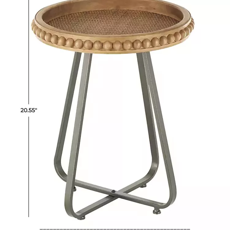 beaded_wood_rattan_round_accent_table_7.webp Beaded Wood Rattan Round Accent Table>Kirklands Home New