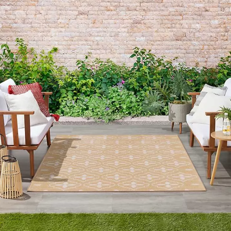 Beige & Ivory Quatrefoil Indoor/Outdoor Rug, 4x6>Kirklands Home Hot