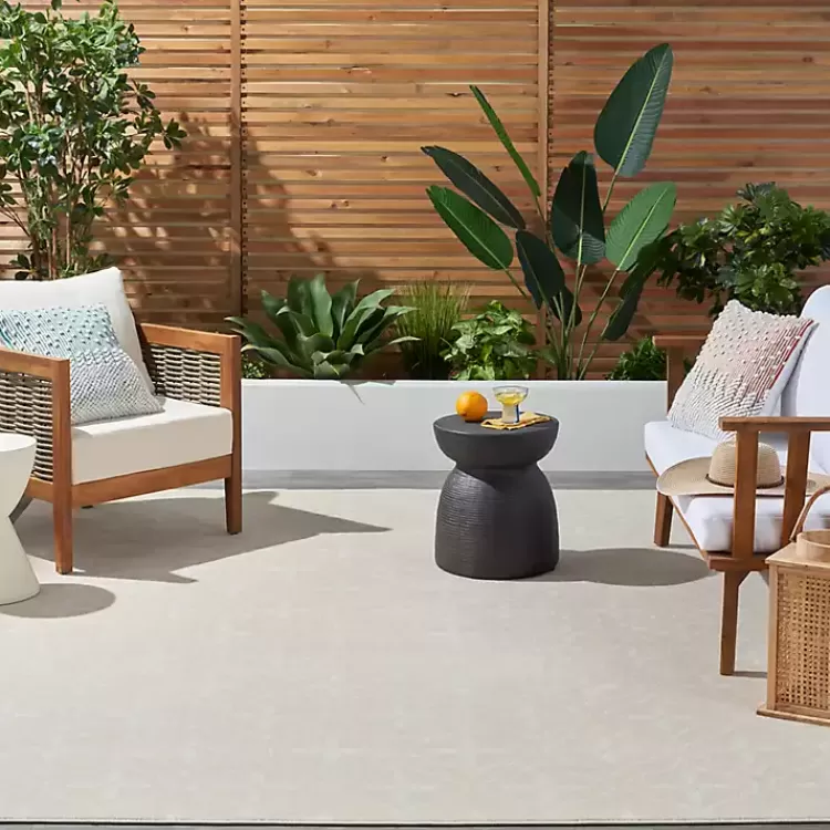 Beige & Ivory Quatrefoil Indoor/Outdoor Rug, 8x10>Kirklands Home Fashion