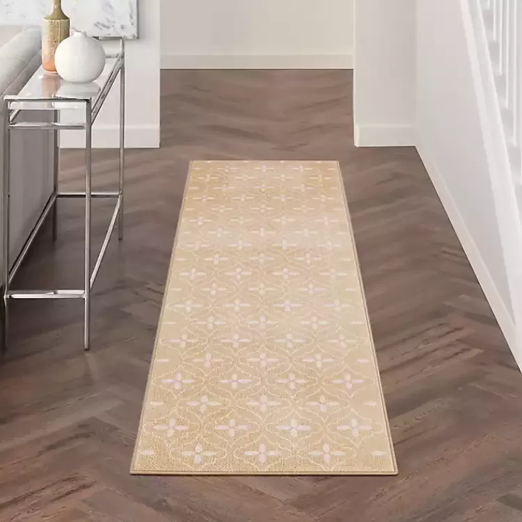 Beige & Ivory Quatrefoil Indoor/Outdoor Runner>Kirklands Home Clearance