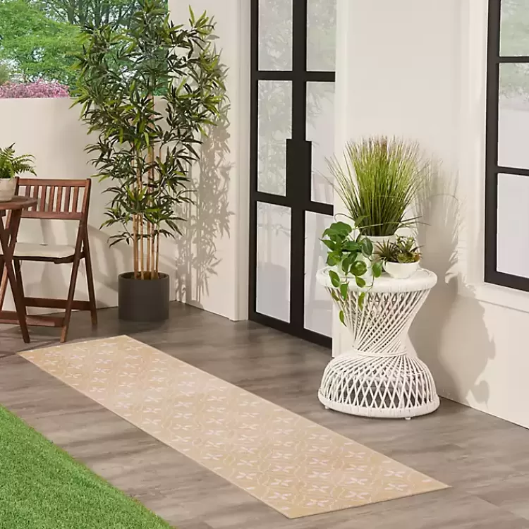 beige__ivory_quatrefoil_indooroutdoor_runner_2.webp Beige & Ivory Quatrefoil Indoor/Outdoor Runner>Kirklands Home Clearance