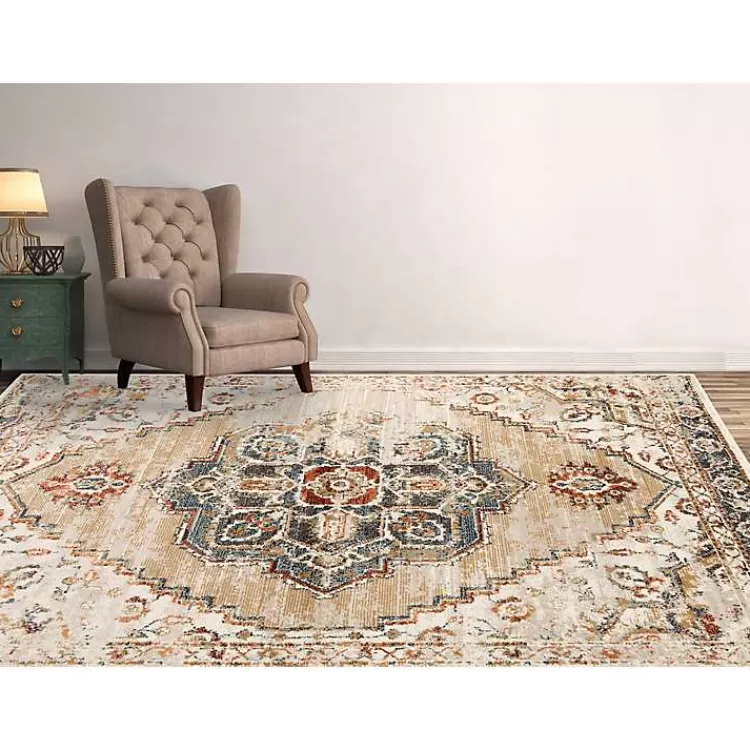 Beige and Gold Medallion Area Rug, 5x7>Kirklands Home Cheap