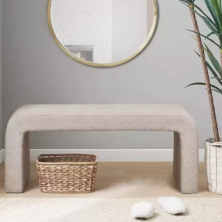 beige_boucle_waterfall_bench_2.webp Beige Boucle Waterfall Bench>Kirklands Home Discount