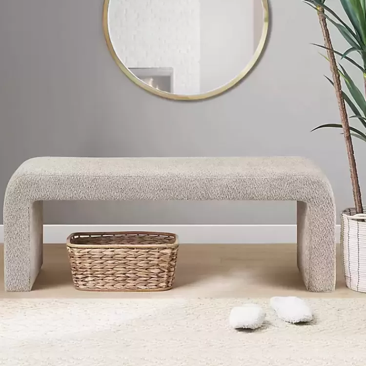 Beige Boucle Waterfall Bench, 52 in.>Kirklands Home Discount
