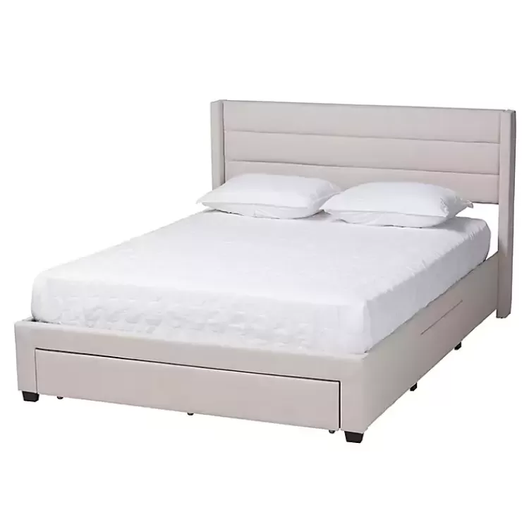 Beige Braylon Upholstered 3-Drawer Queen Bed>Kirklands Home Flash Sale