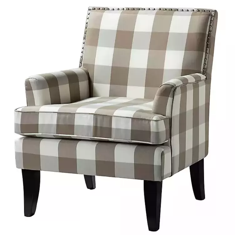 Beige Buffalo Check Upholstered Armchair>Kirklands Home Shop