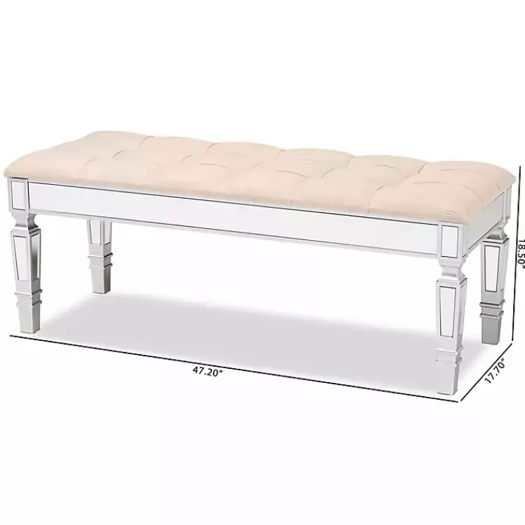 beige_button_tufted_bench_with_mirrored_base_7.webp Beige Button Tufted Bench with Mirrored Base>Kirklands Home Cheap