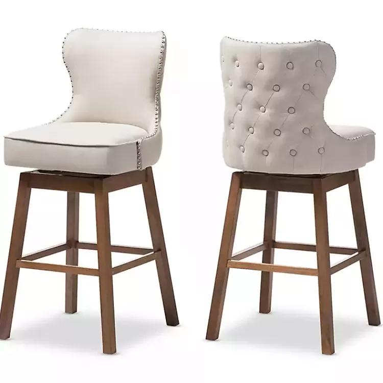 Beige Button Tufted Swivel Bar Stools, Set of 2>Kirklands Home Sale