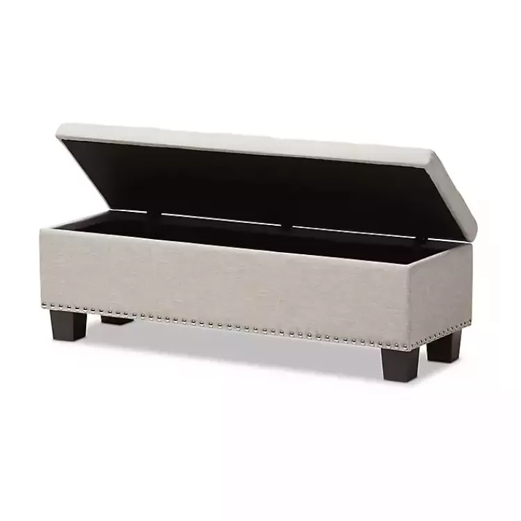 Beige Button-Tufted Upholstered Storage Bench>Kirklands Home Discount