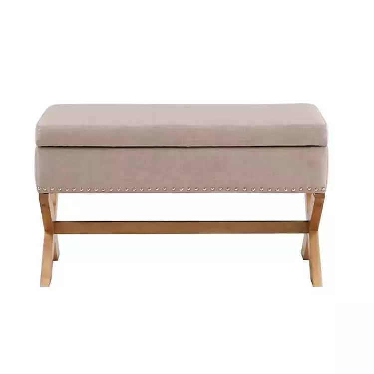 Beige Crossed Storage Ottoman>Kirklands Home Store