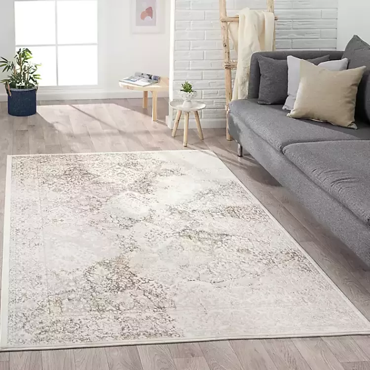 Beige Faded Damask Area Rug, 5x7>Kirklands Home New
