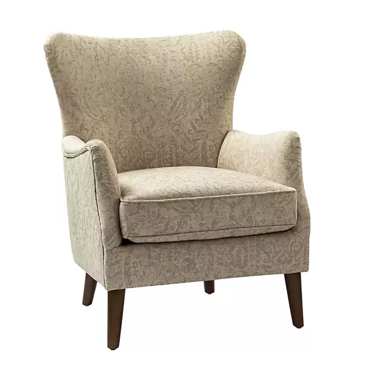 Beige Floral Damask Wingback Accent Chair>Kirklands Home Hot