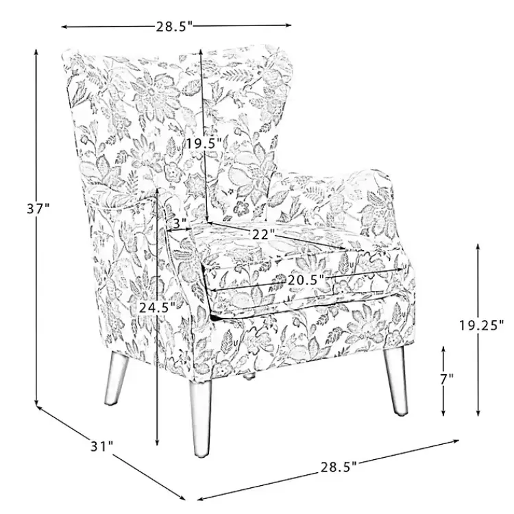 beige_floral_damask_wingback_accent_chair_10.webp Beige Floral Damask Wingback Accent Chair>Kirklands Home Hot