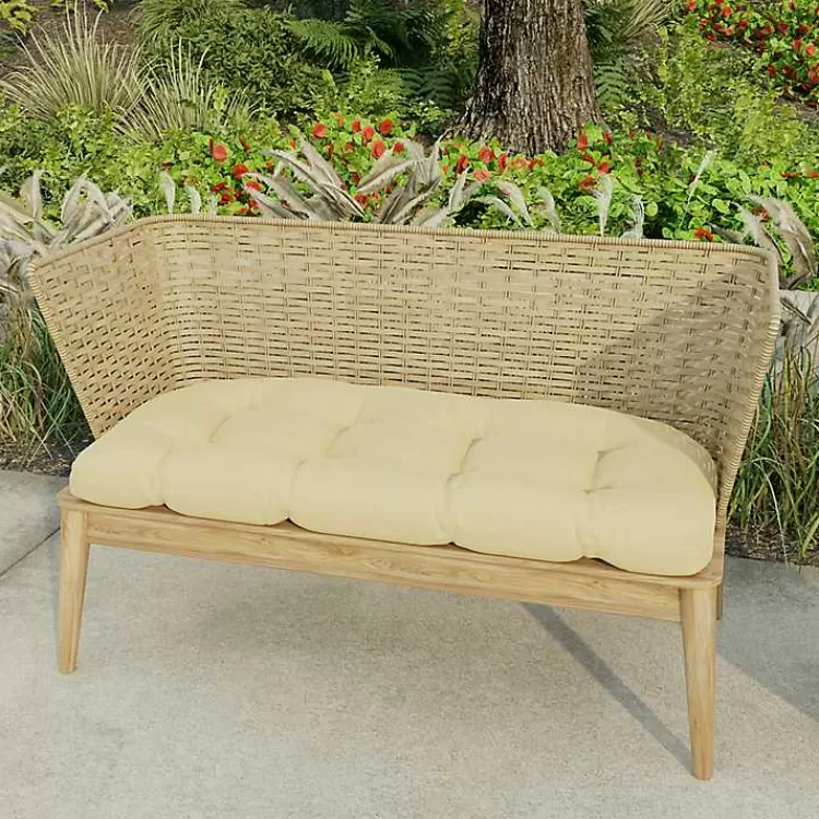 Beige French Edge Outdoor Wicker Settee Cushion>Kirklands Home Outlet
