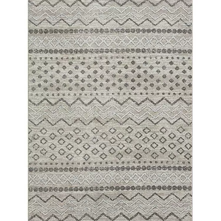 Beige Geometric Stripe Washable Area Rug, 5x7>Kirklands Home Outlet