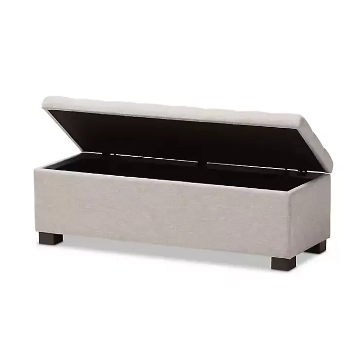 Beige Grid-Tufted Contemporary Storage Bench>Kirklands Home Shop