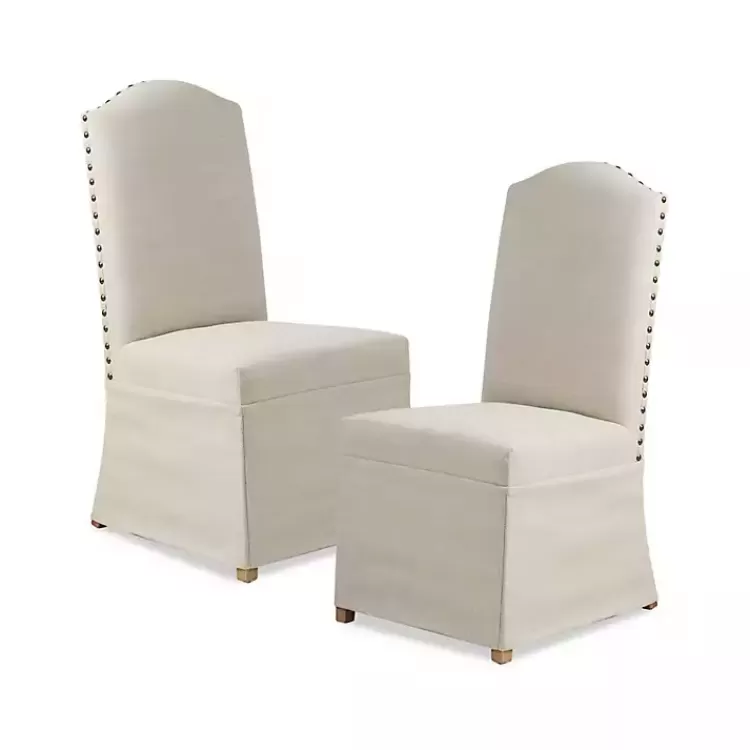 Beige High Back Skirted Dining Chairs, Set of 2>Kirklands Home Clearance