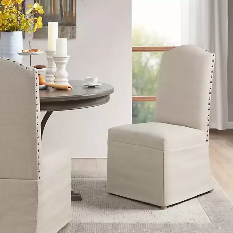 Beige High Back Skirted Dining Chairs, Set of 2>Kirklands Home Clearance