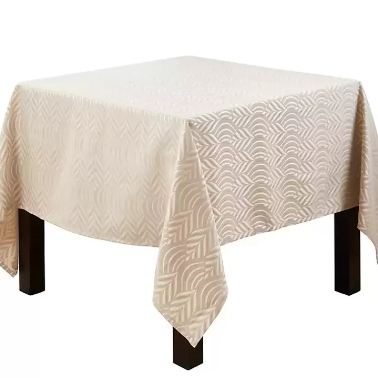 Beige Jacquard Leaf Tablecloth, 72 in.>Kirklands Home Cheap