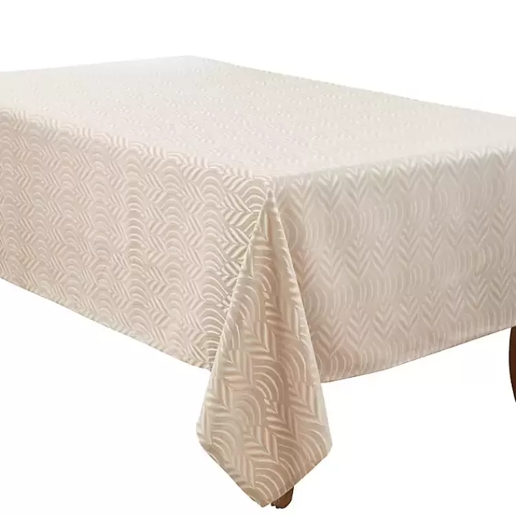 Beige Jacquard Leaf Tablecloth, 90 in.>Kirklands Home Cheap